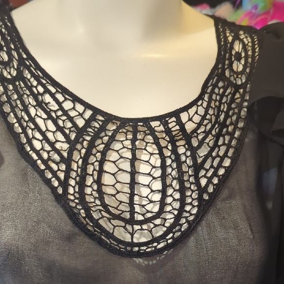 2B Bebe Black Sheer Ruffle Blouse - Picture 3 of 8